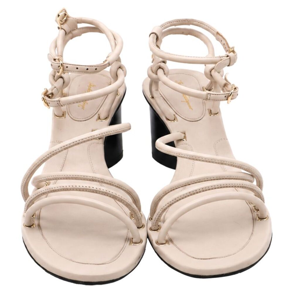 Salvatore Ferragamo Augusta Strappy Sandals in White Leather